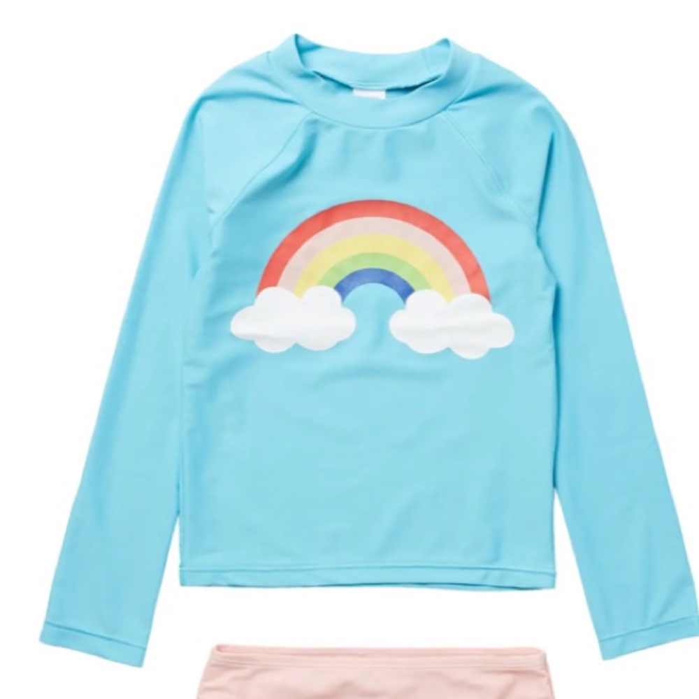 NWT Harper Canyon Blue Rainbow Long Sleeved Rashguard, Size 4